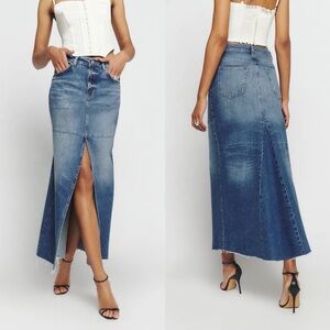 Reformation Tazz Maxi Denim Skirt in Hemlock
